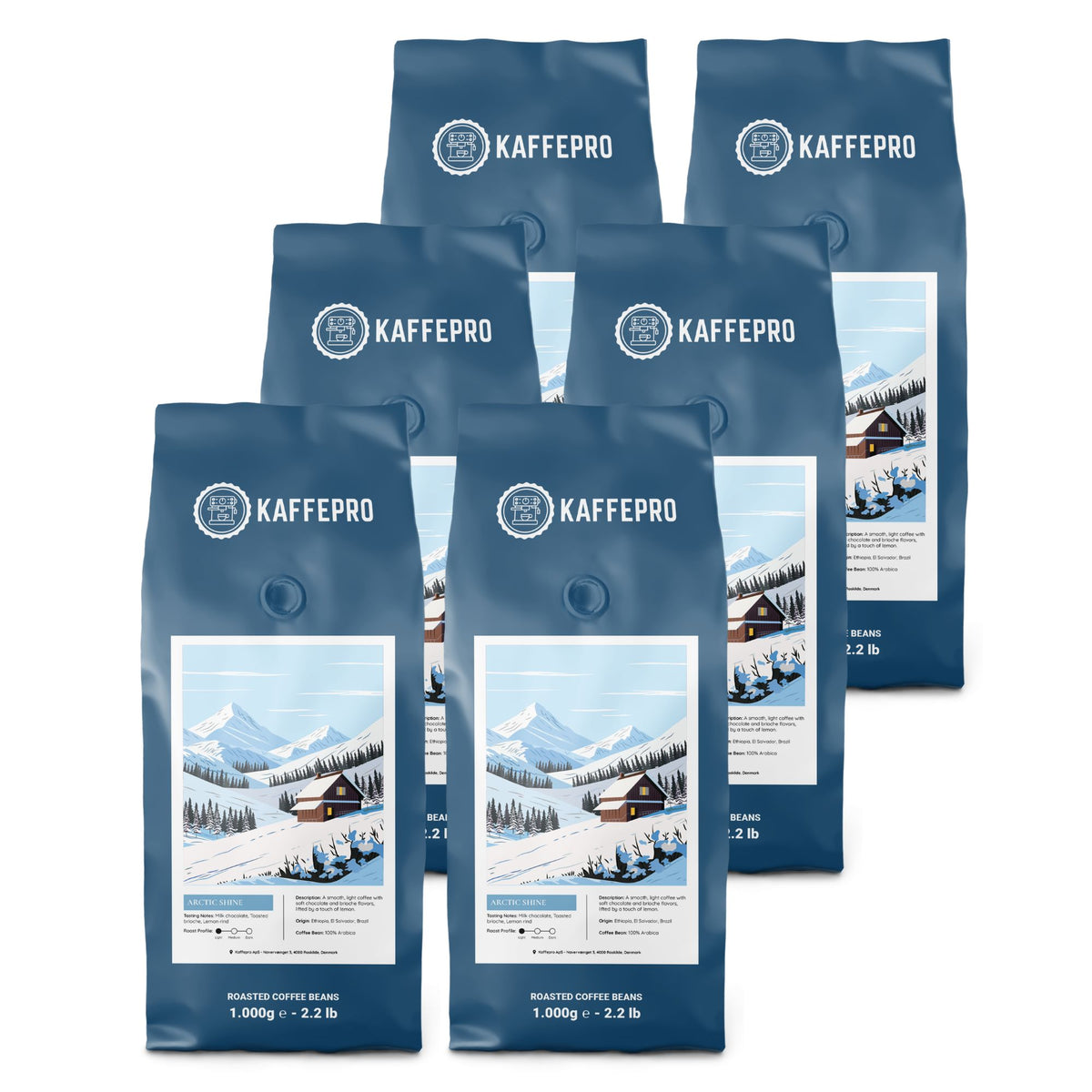 Kaffepro Arctic Shine - Kaffepakke: 6 x 1kg Kaffebønner