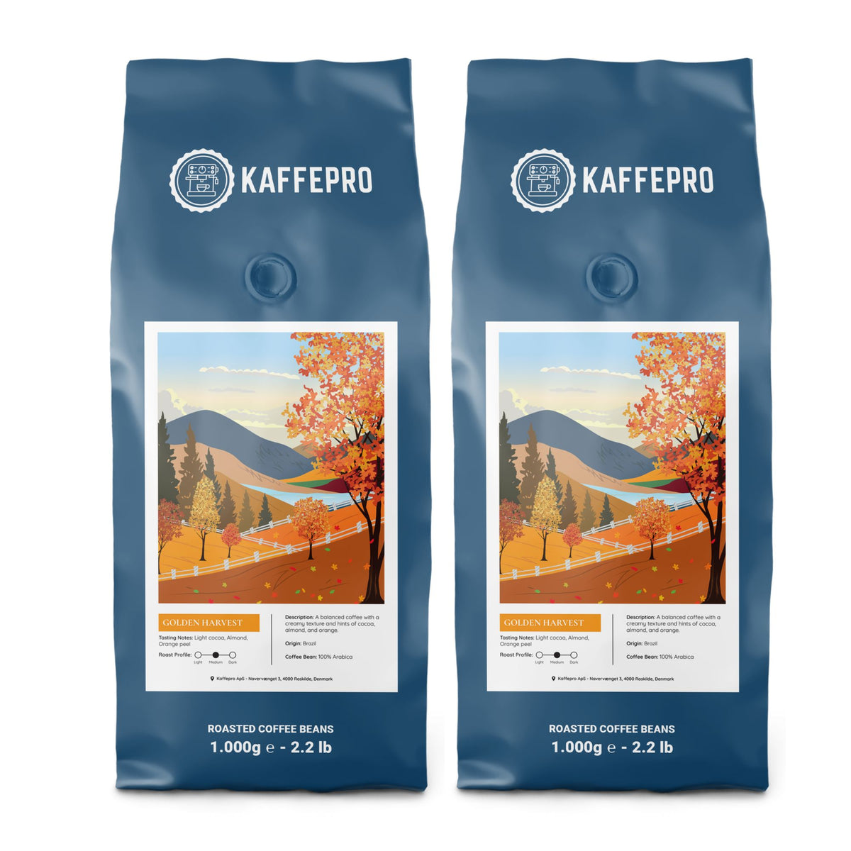 Kaffepro Golden Harvest - Kaffepakke: 2 x 1kg Kaffebønner