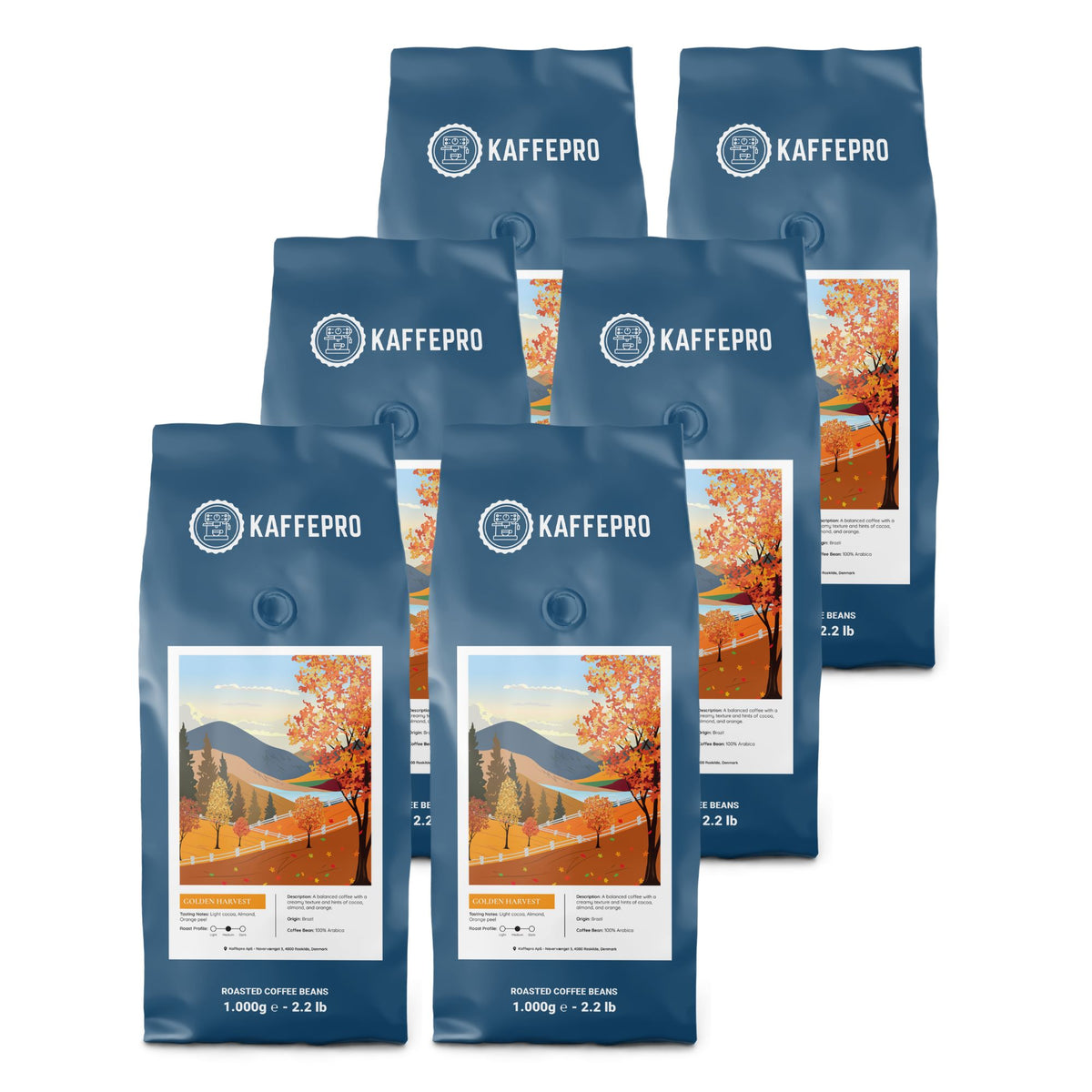Kaffepro Golden Harvest - Kaffepakke: 6 x 1kg Kaffebønner