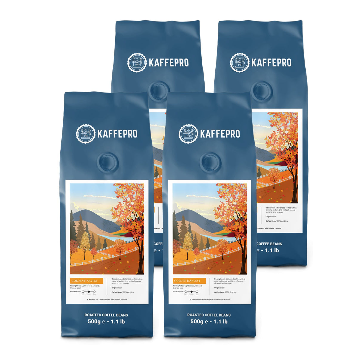 Kaffepro Golden Harvest - Kaffepakke: 4 x 500g Kaffebønner