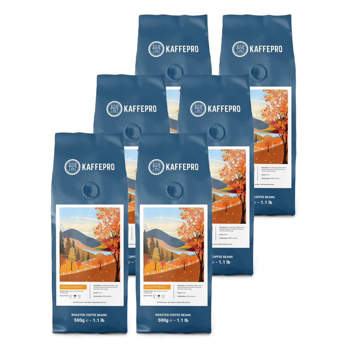 Kaffepro Golden Harvest - Kaffepakke: 6 x 500g Kaffebønner