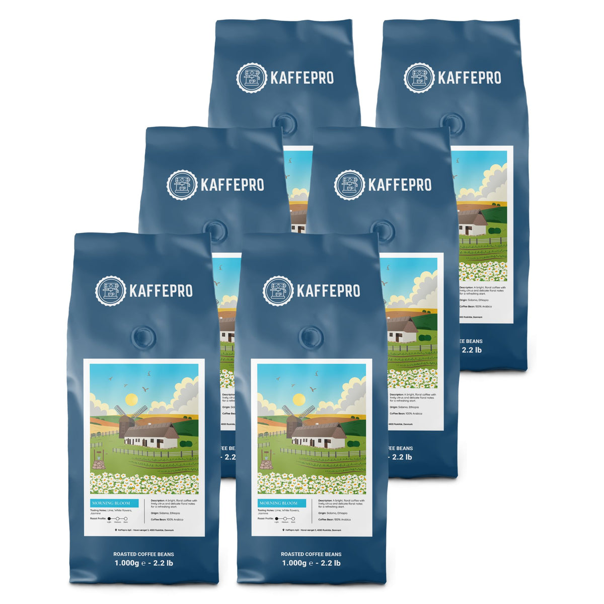 Kaffepro Morning Bloom - Kaffepakke: 6 x 1kg Kaffebønner