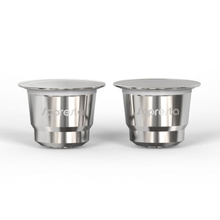 Sopresta Genanvendelig Kaffekapsel i Stål til Nespresso - Dele ved siden af hinanden