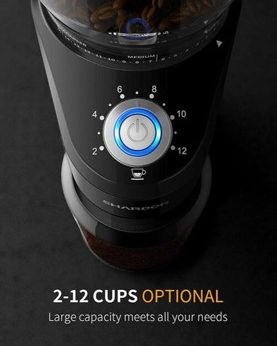 Shardor Cg845b Elektrisk Konisk Kaffekværn - Sort