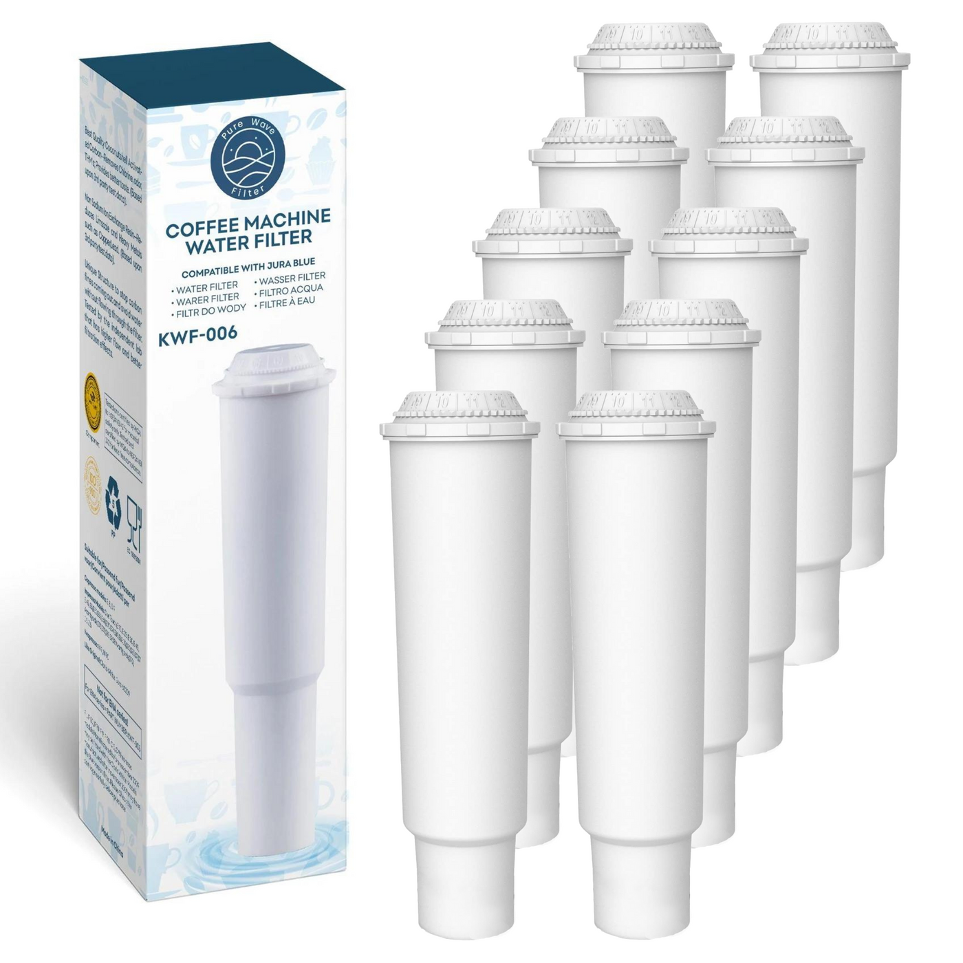 Vandfilter Kompatibelt Med Jura Claris White - Pure Wave Kwf-006 - 10 Stk. - Filters
