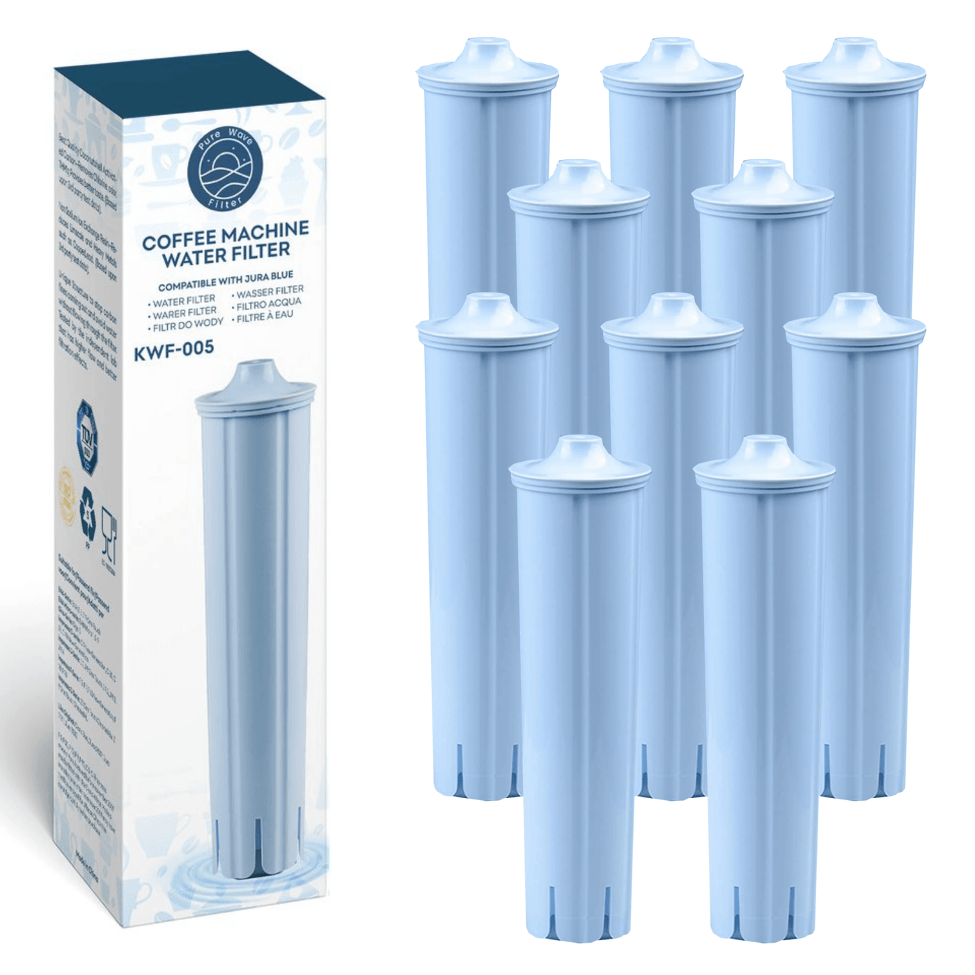 Vandfilter Kompatibelt Med Jura Impressa Claris Blue - Pure Wave Kwf-005 - 10 Stk. - Filters