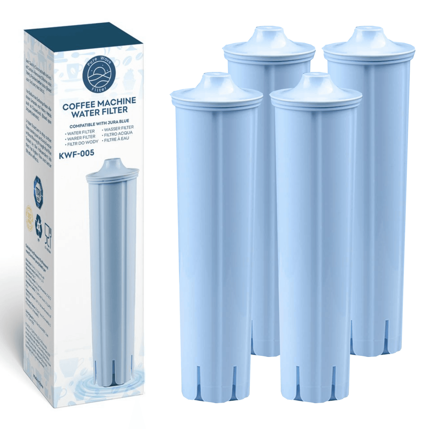 Vandfilter Kompatibelt Med Jura Impressa Claris Blue - Pure Wave Kwf-005 - 4 Stk. - Filters