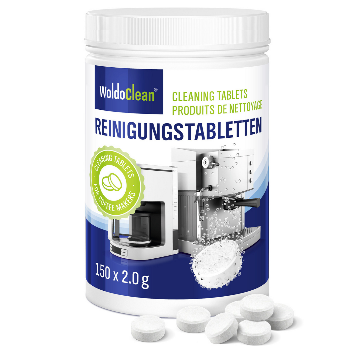 Woldoclean Kaffe Rengørings Tabs (40/150/260 Stk.) - 150 Stk. - Rengøringsmiddel